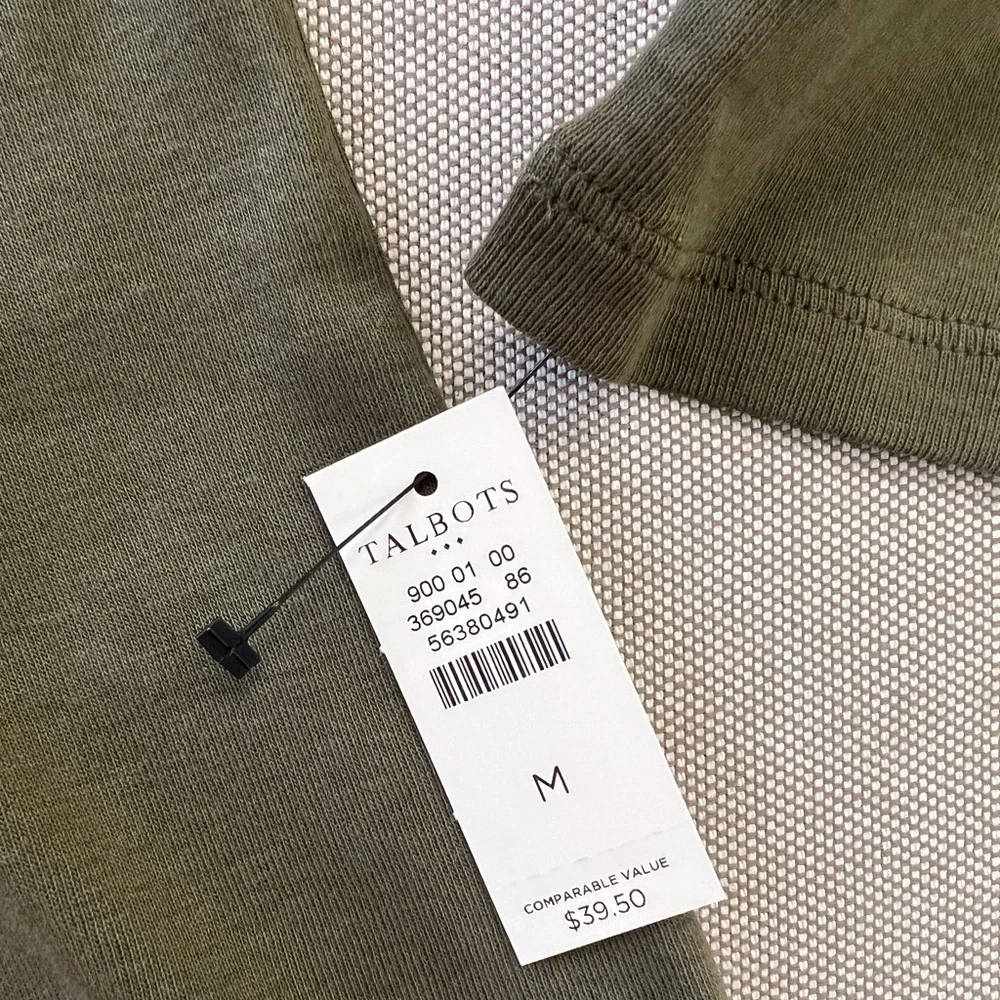 TALBOTS Cotton Long Sleeve Tee/ Olive Night - Picture 4 of 4
